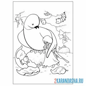 Раскраска ласточка греет дюймовочку