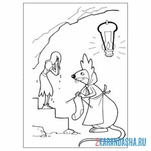 Раскраска мышь и дюймовочка