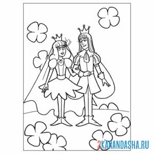 Раскраска свадьба дюймовочки и принца