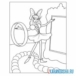 Раскраска дюймовочка перед зеркалом