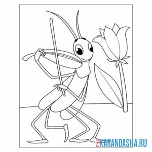 Раскраска кузнечик из сказки