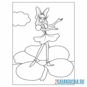 Раскраска дюймовочка в цветочке
