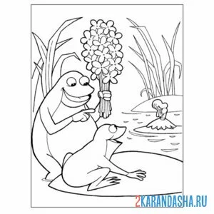 Раскраска жаба мать и сын