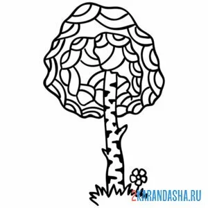 Раскраска береза антистресс