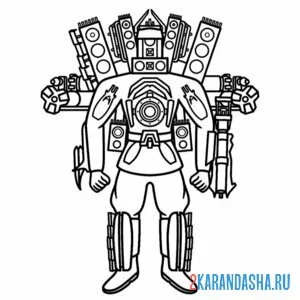 Раскраска darkzone titan speakerman скибиди туалет
