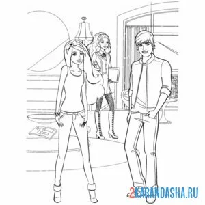 Раскраска барби кен и ее подруга