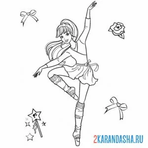 Раскраска балерина барби