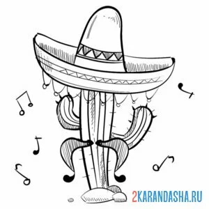 Раскраска кактус из мексики