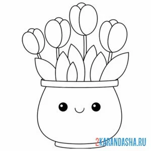 Раскраска ваза с тюльпанами