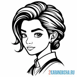 Раскраска девушка с короткой стрижкой