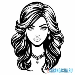 Раскраска длинные волосы прическа девушка