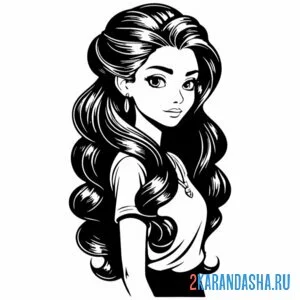 Раскраска красивые длинные волосы девушка