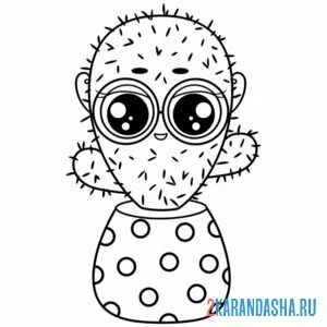 Раскраска кактус в очках