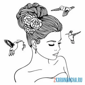 Раскраска прическа на свадьбу