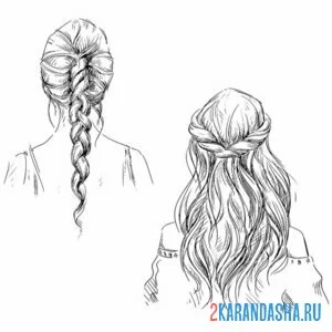 Раскраска длинные волосы косы прическа