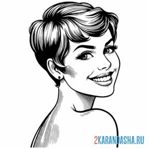 Раскраска короткая стрижка девушка волосы
