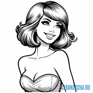 Раскраска короткие волосы стрижка прическа у девушки