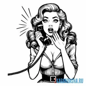 Раскраска девушка длинные волосы телефон
