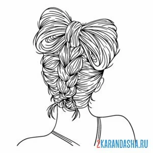 Раскраска бантик наверху прическа волосы