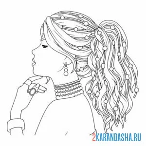 Раскраска прическа хвост длинные волосы