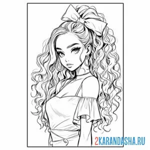 Раскраска аниме девушка прическа