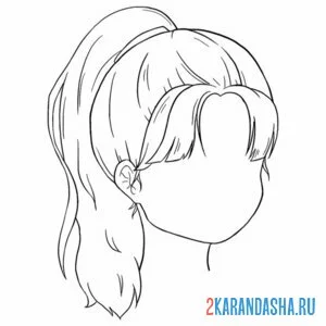 Раскраска девушка аниме прическа волосы