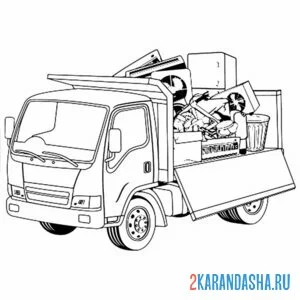 Раскраска мусоровоз открытого типа
