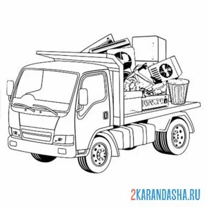 Раскраска мусоровоз без стенок