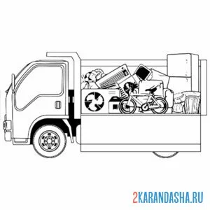 Раскраска мусоровоз возит все