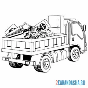 Раскраска мусоровоз забит