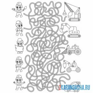 Раскраска лабиринт с бетономешалкой