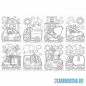 Раскраска звериные авто