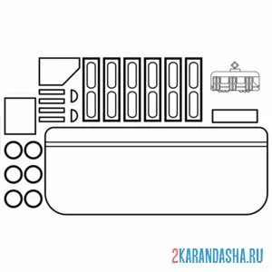 Раскраска вырежи, склей, раскрась трамвай