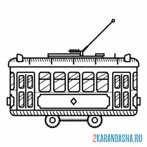 Раскраска трамвай простая иконка