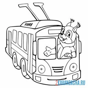 Раскраска белка в троллейбусе