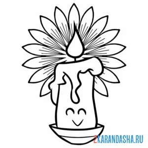 Раскраска свечка на хэллоуин