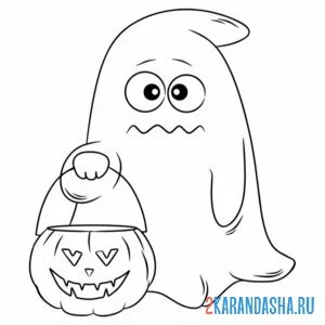 Раскраска смешной призрак привидение