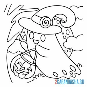 Раскраска привидение в шляпе