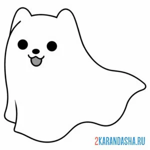 Раскраска котик-привидение