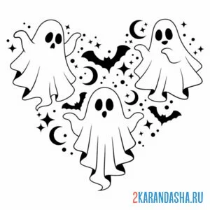 Раскраска три привидения бу