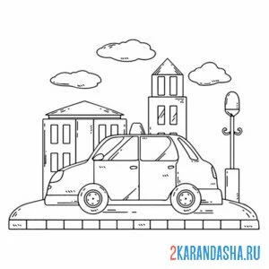 Раскраска такси в городе