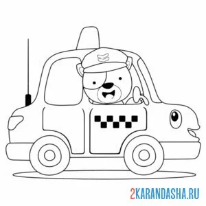 Раскраска мишка такси