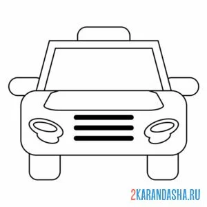 Раскраска машина такси вид спереди