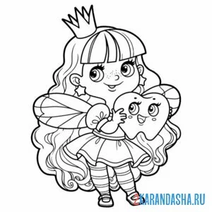 Раскраска зубная фея принцесса