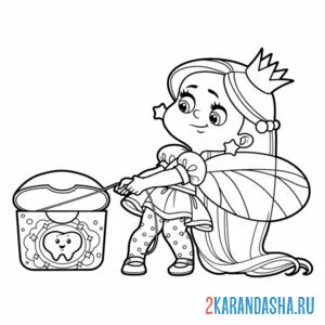 Раскраска зубная фея и зубная нить