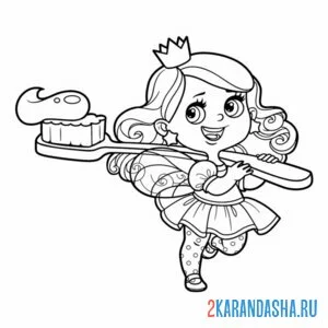 Раскраска зубная фея и зубная щетка