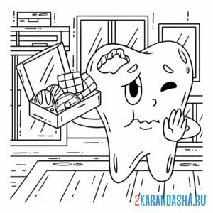 Раскраска сладкое вредит зубам