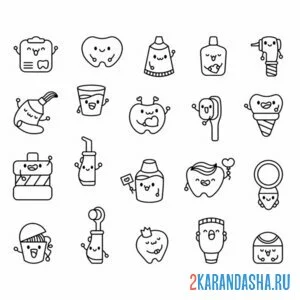 Раскраска иконки на тему зубы