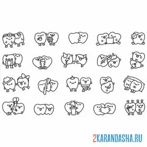 Раскраска забавные смайлики зубы