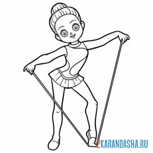 Раскраска художественная гимнастика скакалка